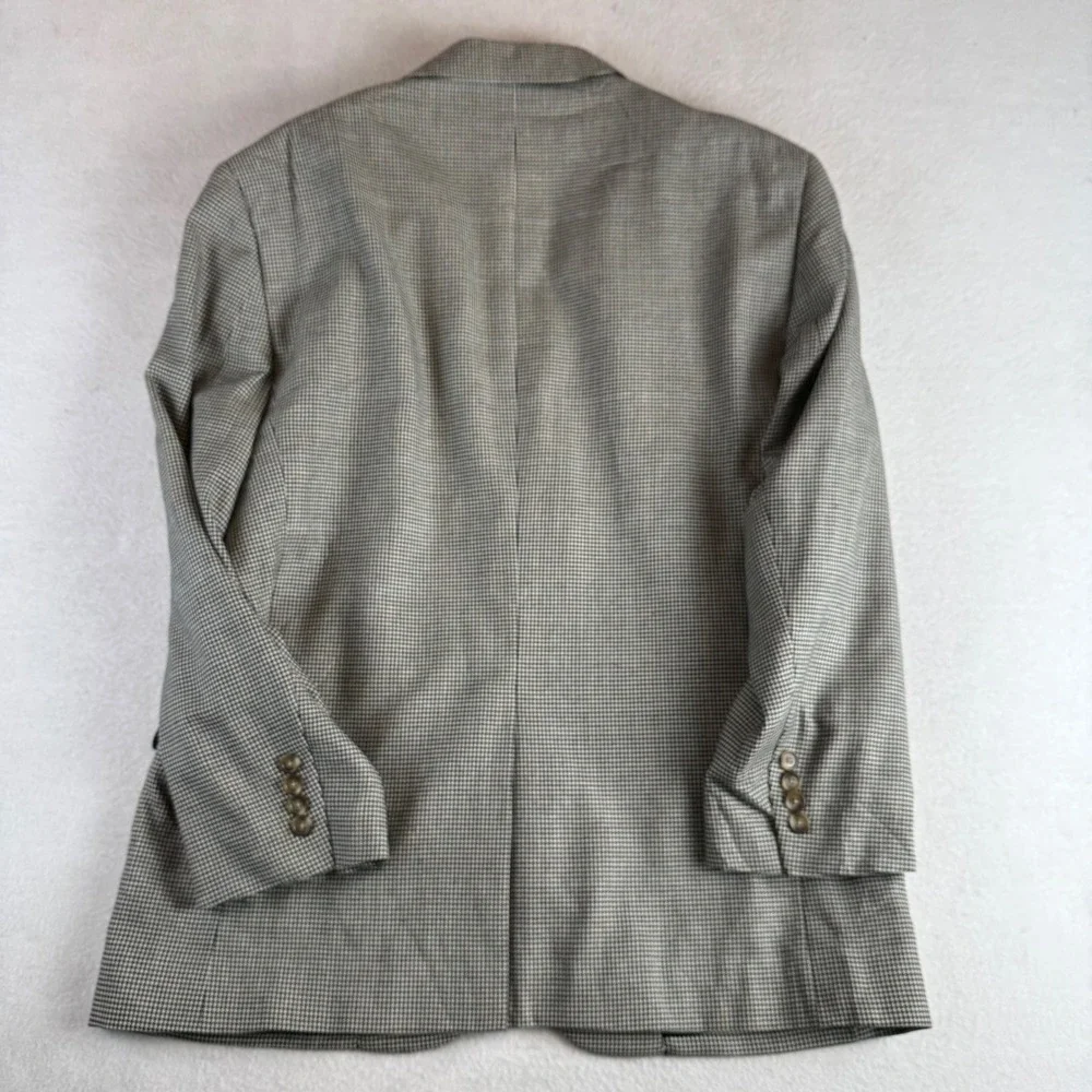 Jos A Bank Mens 42S Silk Wool Houndstooth Blazer Sport Coat Tan Black Blue